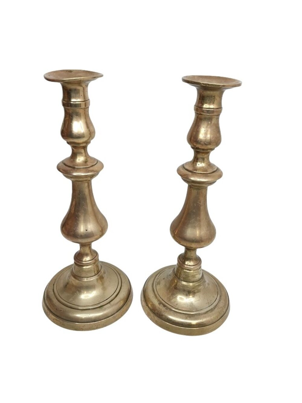 Antique Brass Push Up Candlestick Holders Pair 11.5"